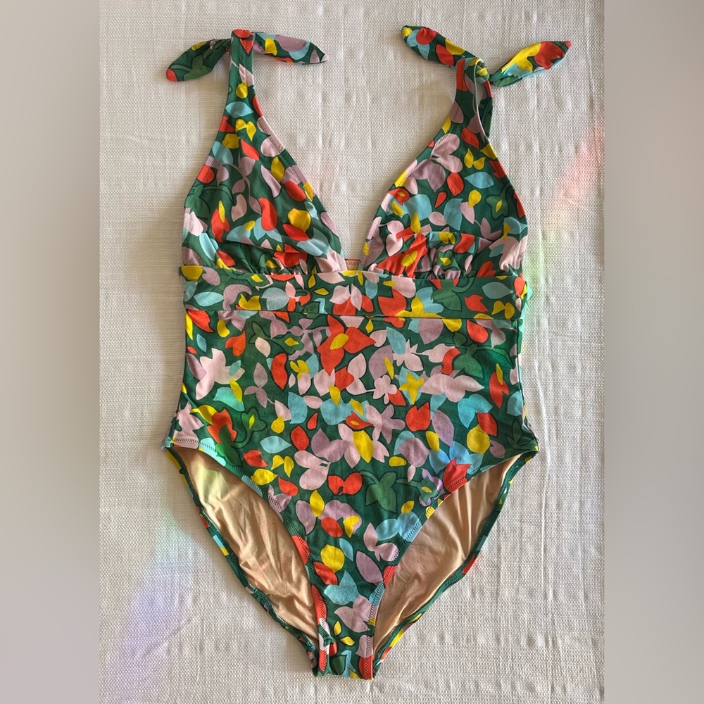 J. Crew Women’s Floral One Piece Swimsuit - Green, Pink, Yellow